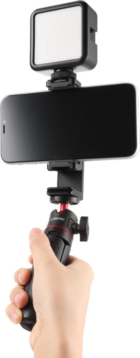 Ulanzi ST-22 360º draaibare en kantelbare telefoonhouder voor statief - met 2 Cold Shoe Mounts - Zwart