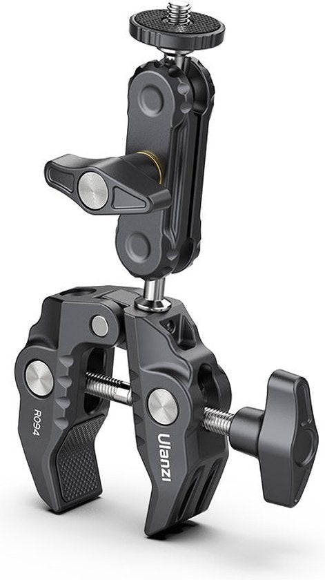 Ulanzi R094 Super Clamp statiefklem - Buisklem met balhoofd en Magic Arm - Tot 6 centimeter dik - 3/8 inch schroefgat