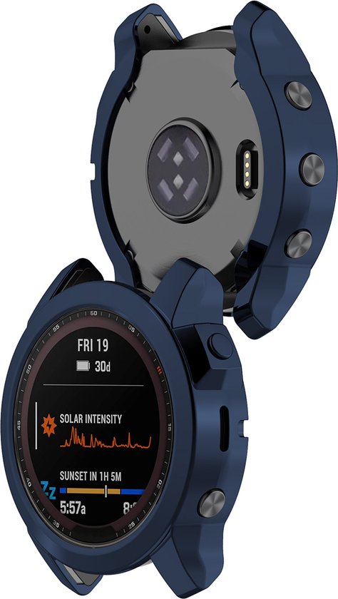 YONO Bumper geschikt voor Garmin Fenix 7S - Siliconen Hoesje - Bescherming Case - Donkerblauw