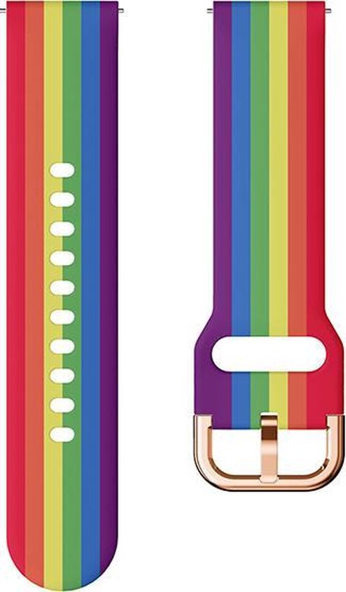 YONO Siliconen Special Bandje 20mm - Horlogebandje geschikt voor Samsung Galaxy Watch 7 / 6 / 5 / Pro / 4 / 3 / Active 2 - Polar Ignite / Unite – Huawei - Regenboog