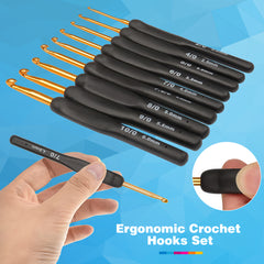 YONO Haaknaalden Ergonomisch met Softgrip - 9 Maten