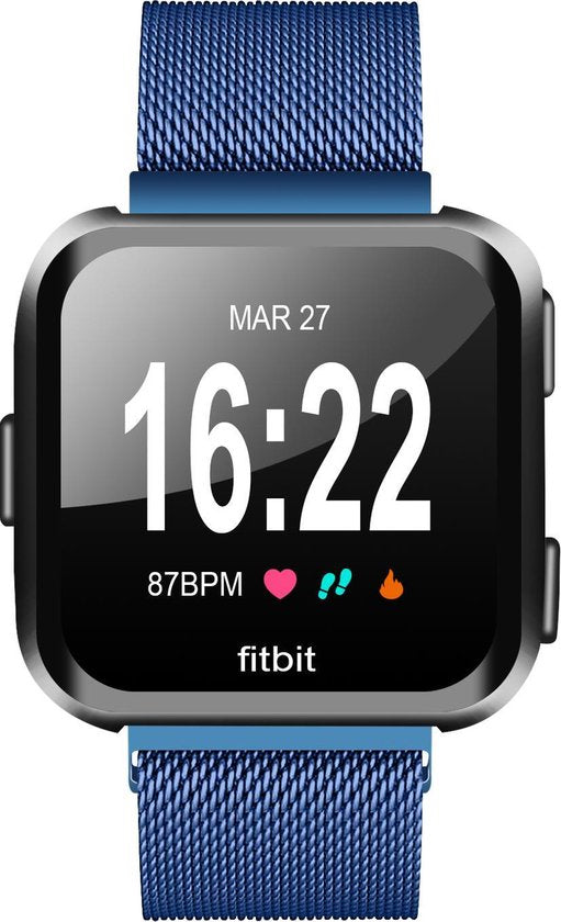 YONO Bandje geschikt voor Fitbit Versa 2 - Milanees – Blauw – Small