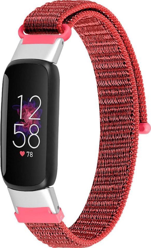YONO Nylon Velcro Bandje geschikt voor Fitbit Luxe - Rood
