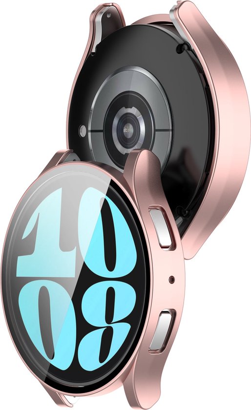 YONO Bumper geschikt voor Samsung Galaxy Watch 6 - 44mm - Screen Protector Hoesje - Full Cover Case - Rose Gold