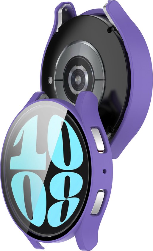 YONO Bumper geschikt voor Samsung Galaxy Watch 6 - 44mm - Screen Protector Hoesje - Full Cover Case - Lichtpaars