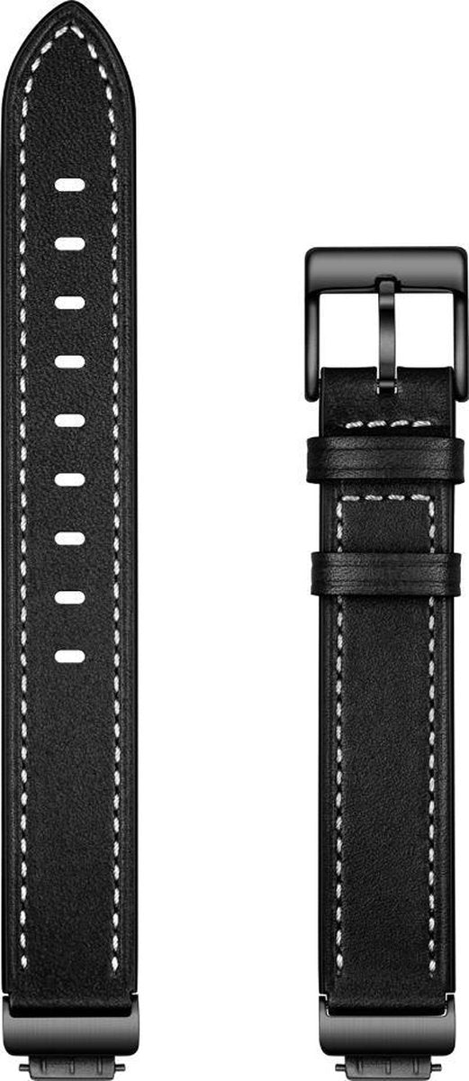 YONO Bandje geschikt voor Fitbit Inspire/HR/2 - Leer - Zwart