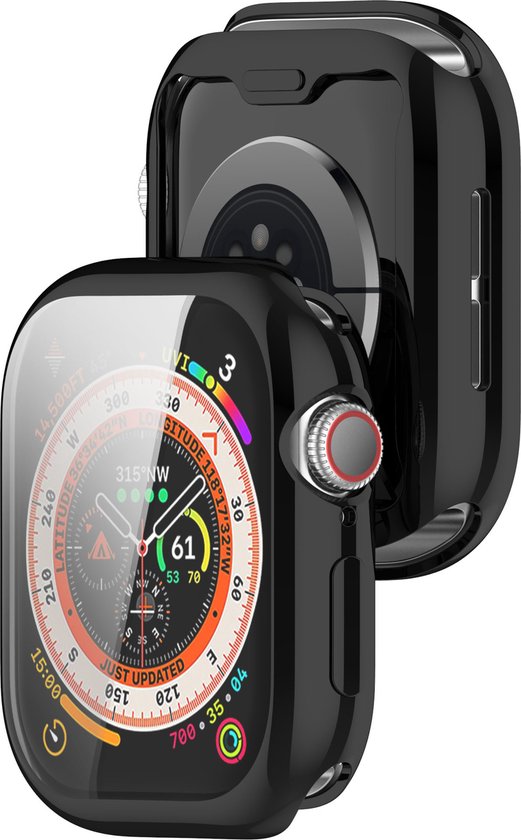 YONO Hoesje geschikt voor Apple Watch 10 - 46mm - Screenprotector Case - TPU - Zwart