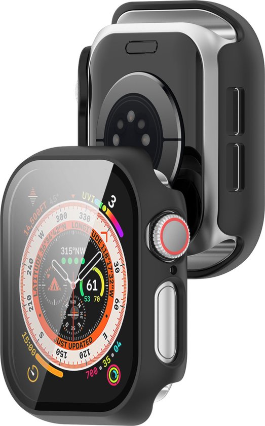 YONO Hoesje geschikt voor Apple Watch 10 - 42mm - Screenprotector Case - Glas - Zwart