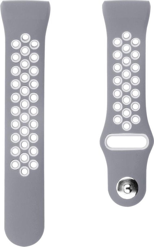 YONO Bandje geschikt voor Fitbit Charge 4/3 – Sport Air - Grijs/Wit – Large