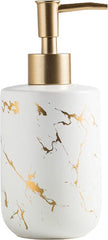YONO Zeeppompje Vrijstaand Marmer Look - Zeepdispenser 400ml - Keramiek - Wit en Goud