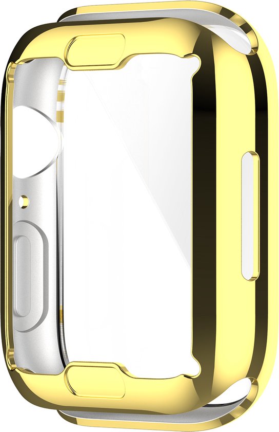 YONO Full Cover Bumper geschikt voor Apple Watch Series 7 / 8 / 9 (45 mm) - Screen Protector Hoesje iWatch - Goud