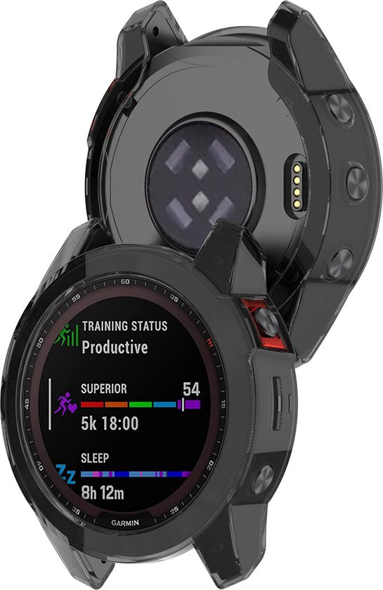 YONO Bumper geschikt voor Garmin Fenix 7 - Siliconen Hoesje - Bescherming Case - Transparant Zwart