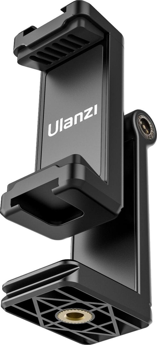 Ulanzi ST-22 360º draaibare en kantelbare telefoonhouder voor statief - met 2 Cold Shoe Mounts - Zwart