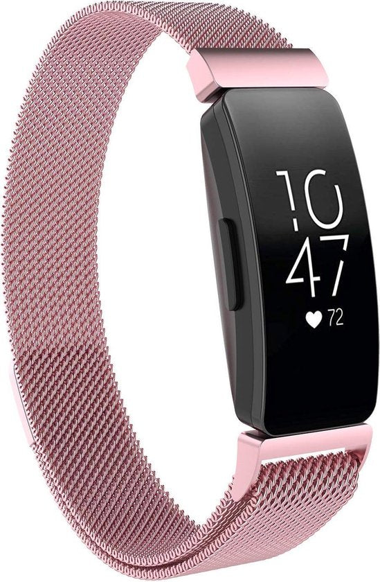 YONO Bandje geschikt voor Fitbit Inspire - HR - 2 - Milanees - Roze - Small
