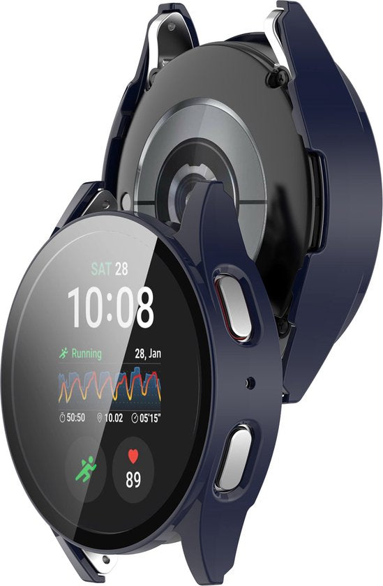 YONO Hoesje geschikt voor Samsung Galaxy Watch 7 - 44mm - Screenprotector Case - Glas - Blauw