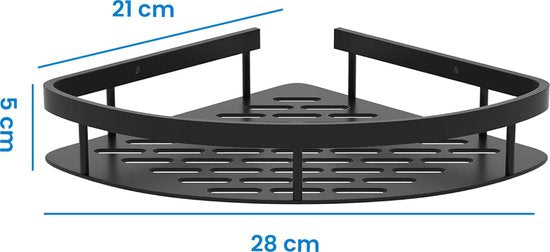 YONO Doucherek Hoek - Hangend zonder Boren - Zelfklevend Badkamer Rekje - 2 Laags - Zwart