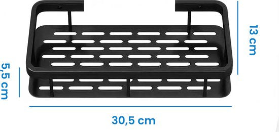 YONO Doucherek Wand - Hangend zonder Boren - Zelfklevend Badkamer Rekje - Zwart
