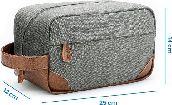 YONO Toilettas Heren - Travel Organizer Etui - Oxford Stof - Lichtgrijs