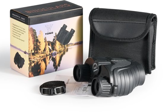 YONO Verrekijker voor Volwassene 10x25 - Compact en Waterdicht - Met Nekkoord en Draagtas - Zwart