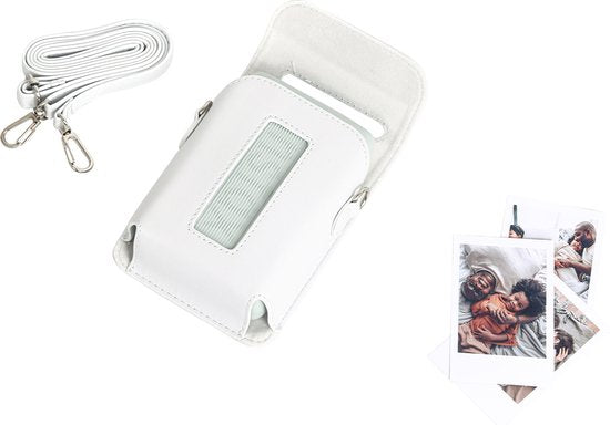YONO Hoesje geschikt voor Fujifilm Instax Link 3 - Case met Draagriem - Opbergtasje - Wit