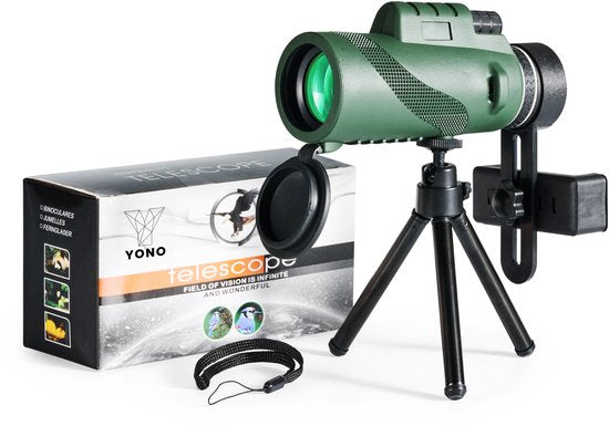 YONO Compacte Monokijker Smartphone - Monoculaire Telescoop - 80x100 - Verrekijker met Telefoon houder
