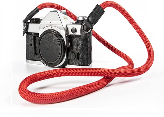 YONO Camera Riem Nylon voor Compact Camera en Systeemcamera - Vintage Schouder Strap geschikt voor Canon / Nikon / Sony / Panasonic - Rood