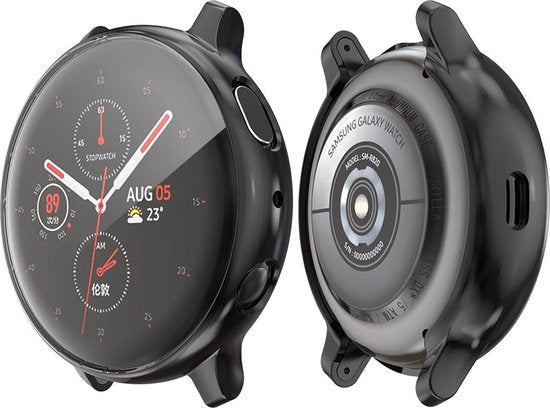 YONO Full Cover Bumper geschikt voor Samsung Galaxy Watch Active 2 44mm – Siliconen Case Screenprotector Hoesje – Zwart