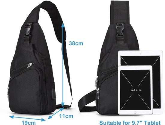 YONO Sling Bag - Crossbody Tas - Heren en Dames - Schoudertas - Borsttas - Zwart