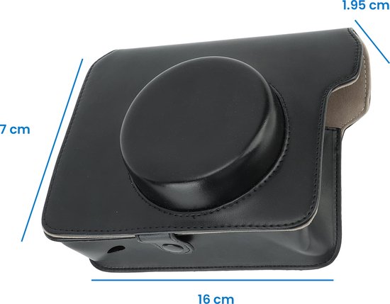 YONO Vintage Hoesje geschikt voor Fujifilm Instax Wide 300 - Case met Draagriem – Zwart