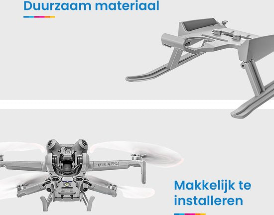 YONO Landingsgestel geschikt voor DJI Mini 4 Pro - Landing Gear Accessoires Opvouwbaar - Lichtgrijs