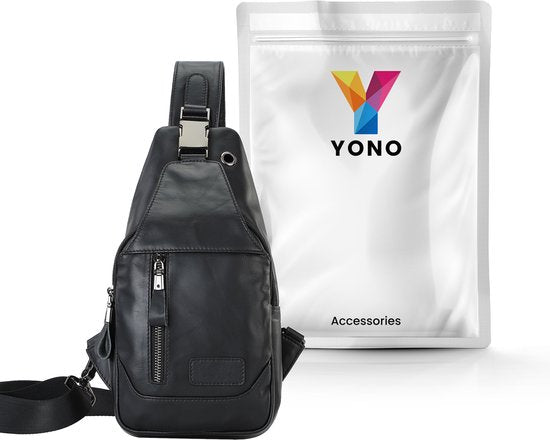 YONO Sling Bag Leer - Crossbody Tas - Schoudertas Dames en Heren - Zwart