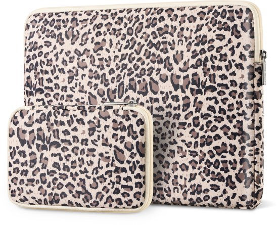 YONO Laptophoes 15 Inch – 14 Inch - Laptop Sleeve inclusief Etui Hoesje – Waterafstotende Laptoptas - Luipaard