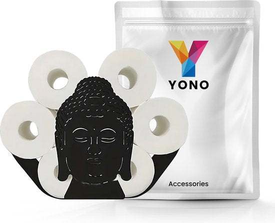 YONO Reserverolhouder Staand - Buddha Design - Toiletrolhouder - WC Rolhouder - Zwart