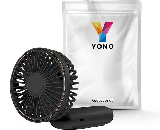 YONO Handventilator - Draagbare Ventilator Oplaadbaar - Tafelventilator Draadloos - Mini Fan - 6 Standen - Zwart