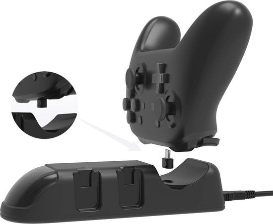 YONO Charging Docking Station - geschikt voor Nintendo Switch Pro Controller en Joy Con - Oplader met LED Indicatiescherm - Zwart
