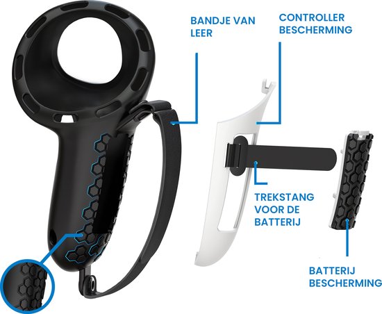 YONO Grip Case met Strap geschikt voor Oculus Quest 3 Touch Controller - Bescherming Cover Accessoires Meta Quest 3 - 2 Stuks - Zwart