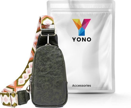 YONO Crossbody Tas Azteca Design - Sling Bag - Schoudertas - Anti Diefstal Rugzak - Dames - Donkergroen
