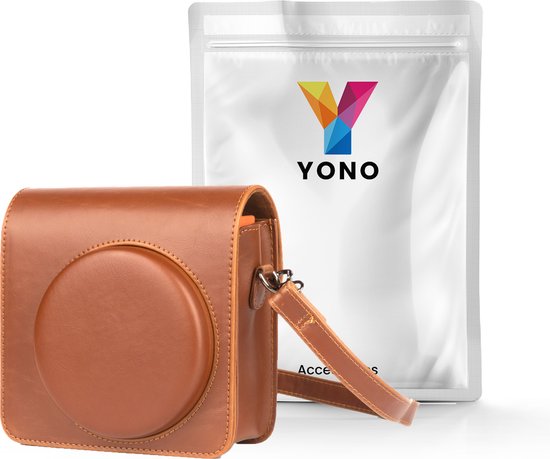 YONO Case geschikt voor Fujifilm Instax SQUARE SQ40 - Hoesje met Draagriem - Bruin