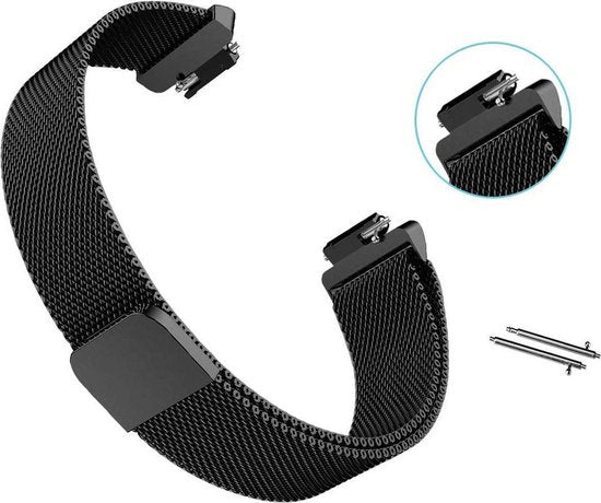YONO Bandje geschikt voor Fitbit Inspire/HR/2 - Milanees - Zwart – Large