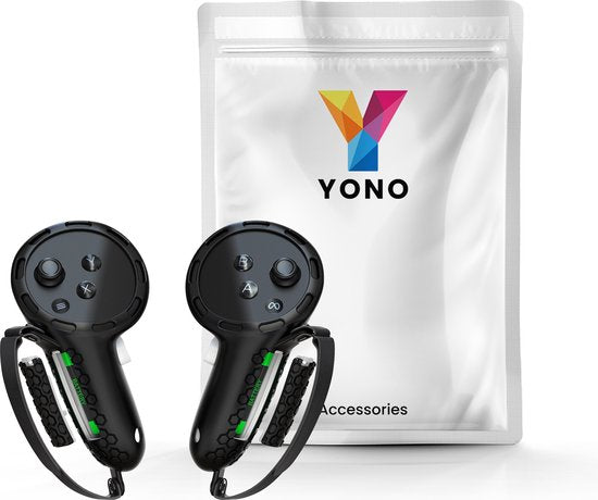 YONO Grip Case met Strap geschikt voor Oculus Quest 3 Touch Controller - Bescherming Cover Accessoires Meta Quest 3 - 2 Stuks - Zwart