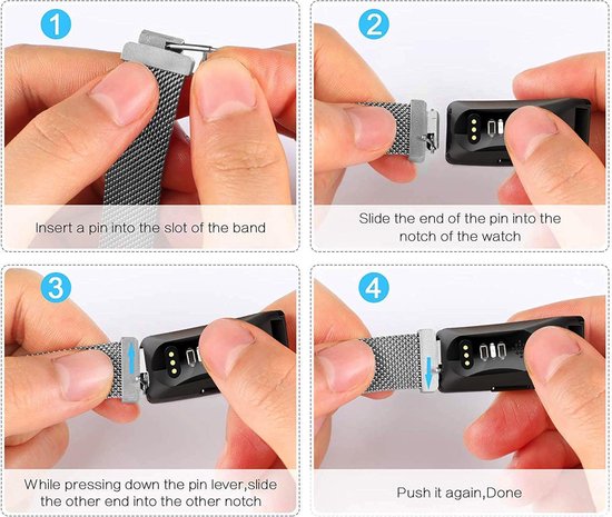 YONO Bandje geschikt voor Fitbit Inspire/HR/2 - Milanees - Rose Gold - Large