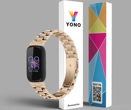 YONO Stalen Bandje geschikt voor Fitbit Inspire 3 - RVS Schakel Horlogeband - Champagne