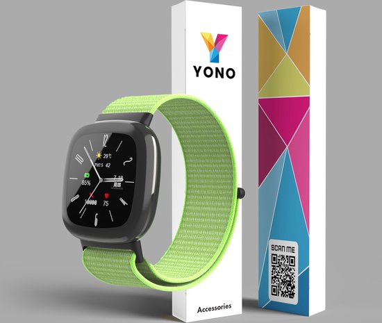 YONO Nylon Velcro Bandje geschikt voor Fitbit Versa 4 / Sense 2 - Vibrant