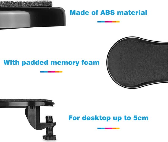 YONO Ergonomische Armsteun Bureau - Armondersteuning - Polssteun - Zwart