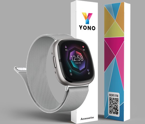 YONO Milanees Bandje geschikt voor Fitbit Versa 4 / Sense 2 – Zilver – Small