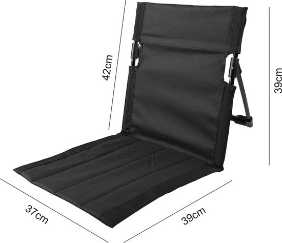 YONO Strandstoel Opvouwbaar - Vloerstoel Inklapbaar met Rugleuning - Campingstoel - Vouwstoel - Zwart