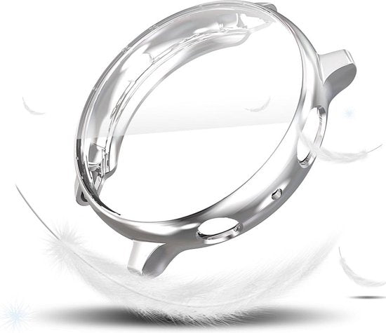 YONO Full Cover Bumper geschikt voor Samsung Galaxy Watch Active 2 44mm – Siliconen Case Screenprotector Hoesje – Zilver