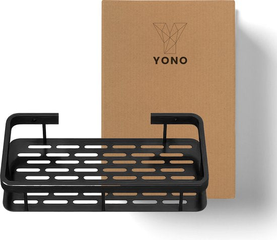 YONO Doucherek Wand - Hangend zonder Boren - Zelfklevend Badkamer Rekje - Zwart