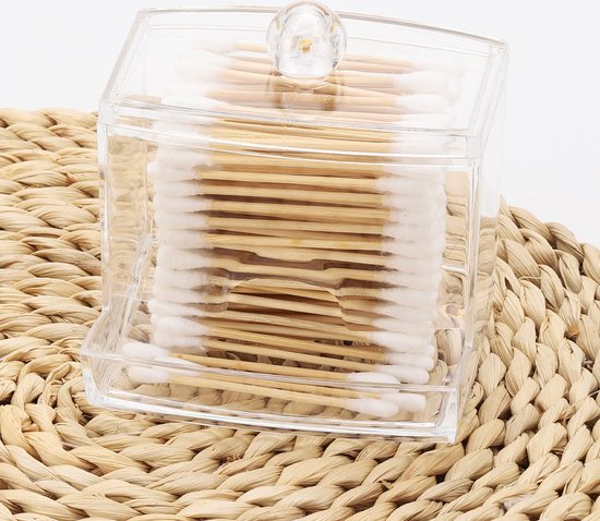 YONO Wattenstaafjes Houder - Oorstokjes Dispenser - Badkamer Organizer - Transparant