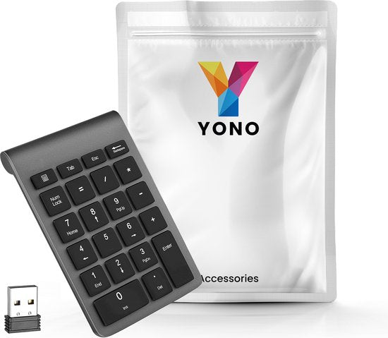 YONO Numpad Draadloos - Numeriek Toetsenbord - Keypad 2.4 ghz - Grijs